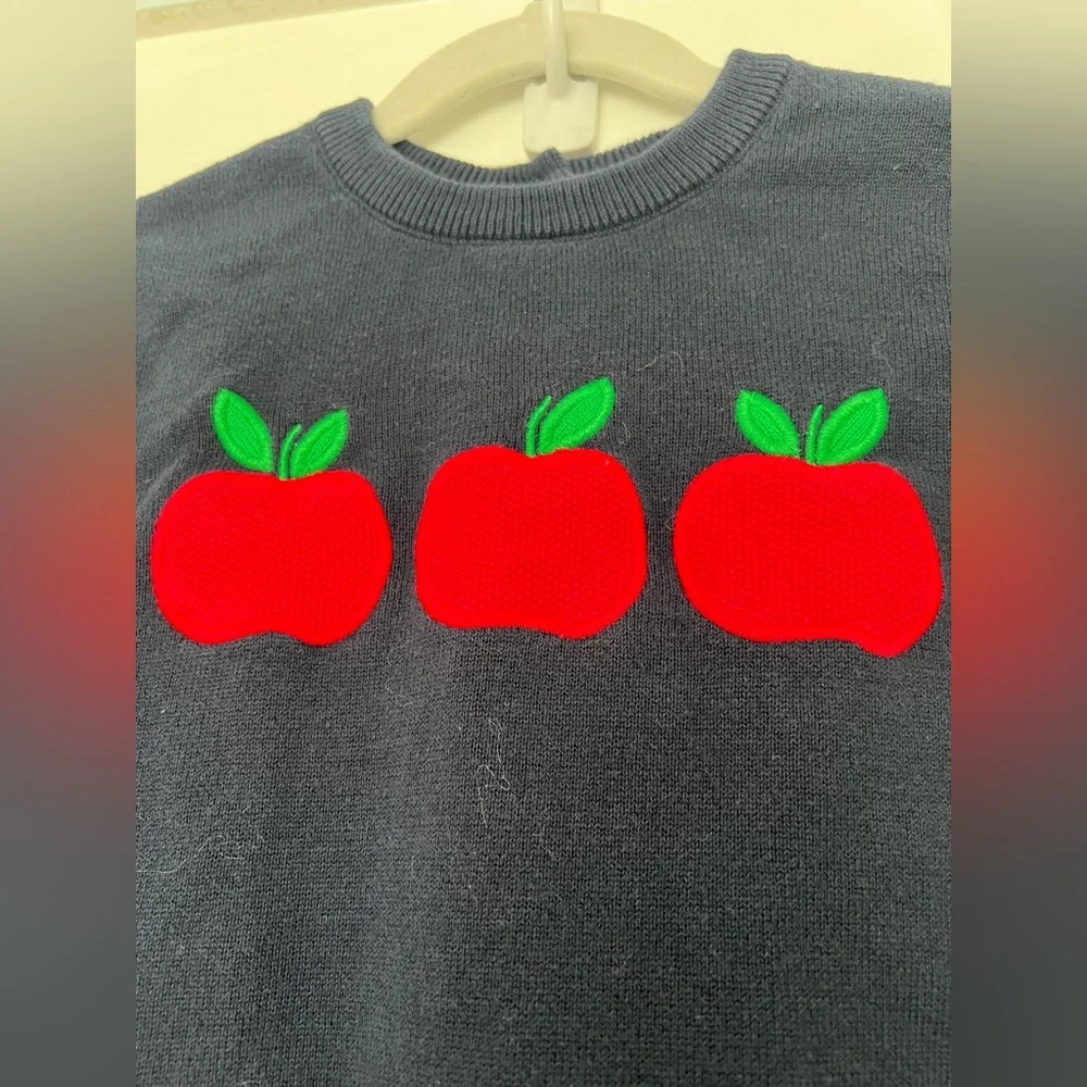 Gymboree Girls Embroidered Apple Sweater - Teacher's Favorite - Blue‎ SIZE 10